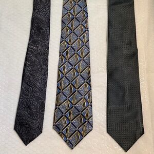 Jos. A. Bank Machado Alfani Elegant Black, Blue, and Gold Tie 3 piece Set